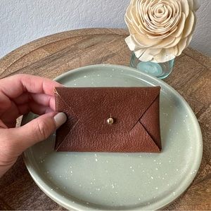 🆓 FWB Brown Leather Card Envelope Pouch